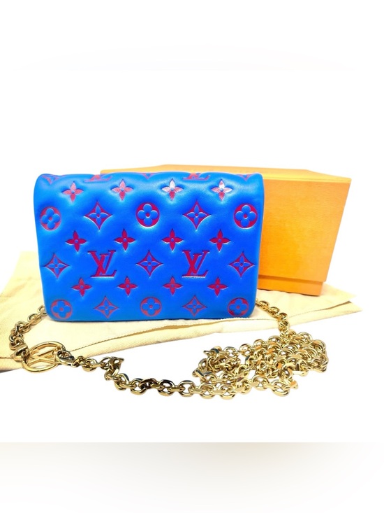 Louis Vuitton Handbags - ✨🛍️ Louis Vuitton Blue/Red Embossed Monogram Pochette Coussin